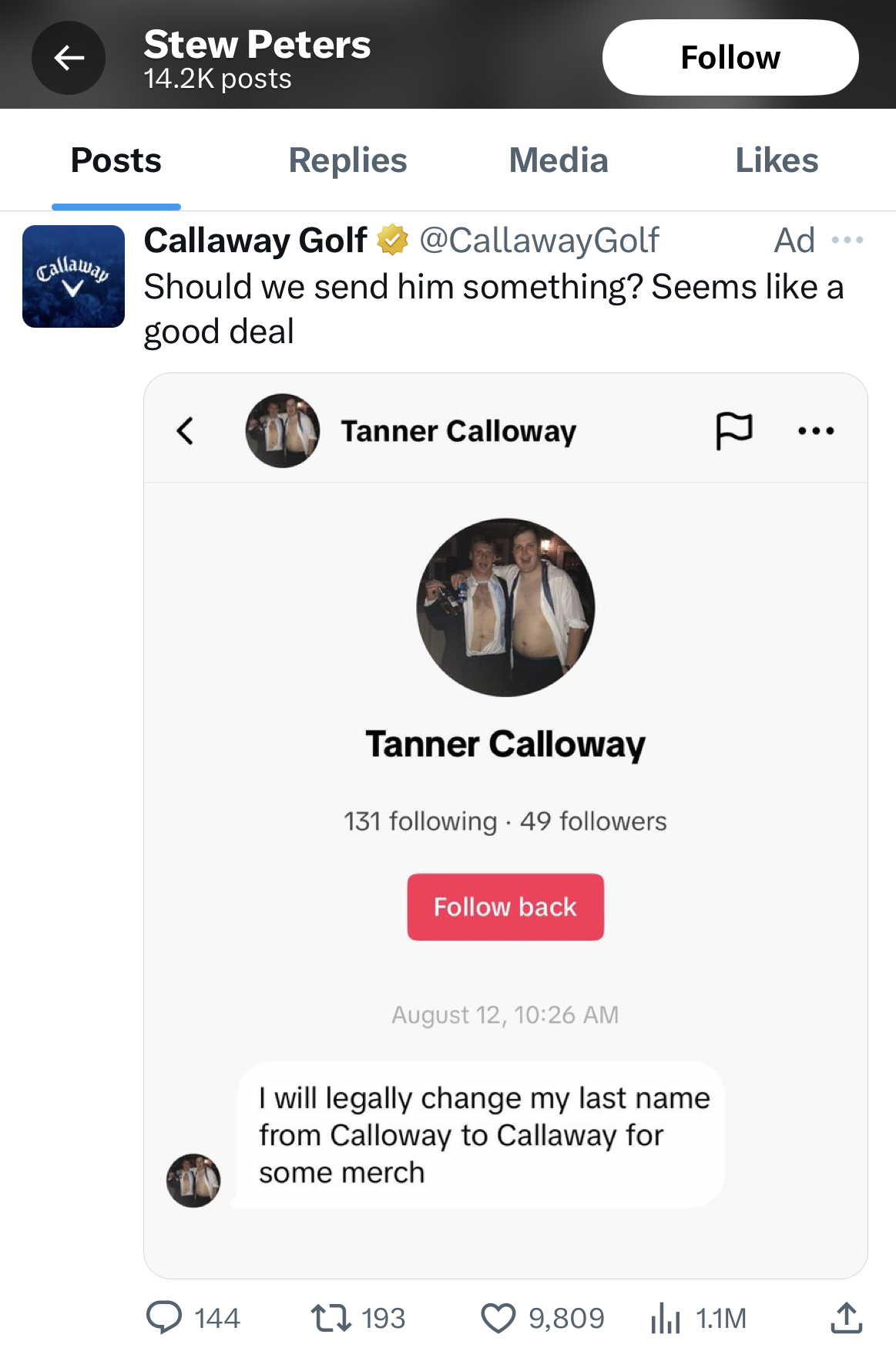 Stew Peters: Callaway Golf