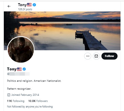 Screenshot of twitter account