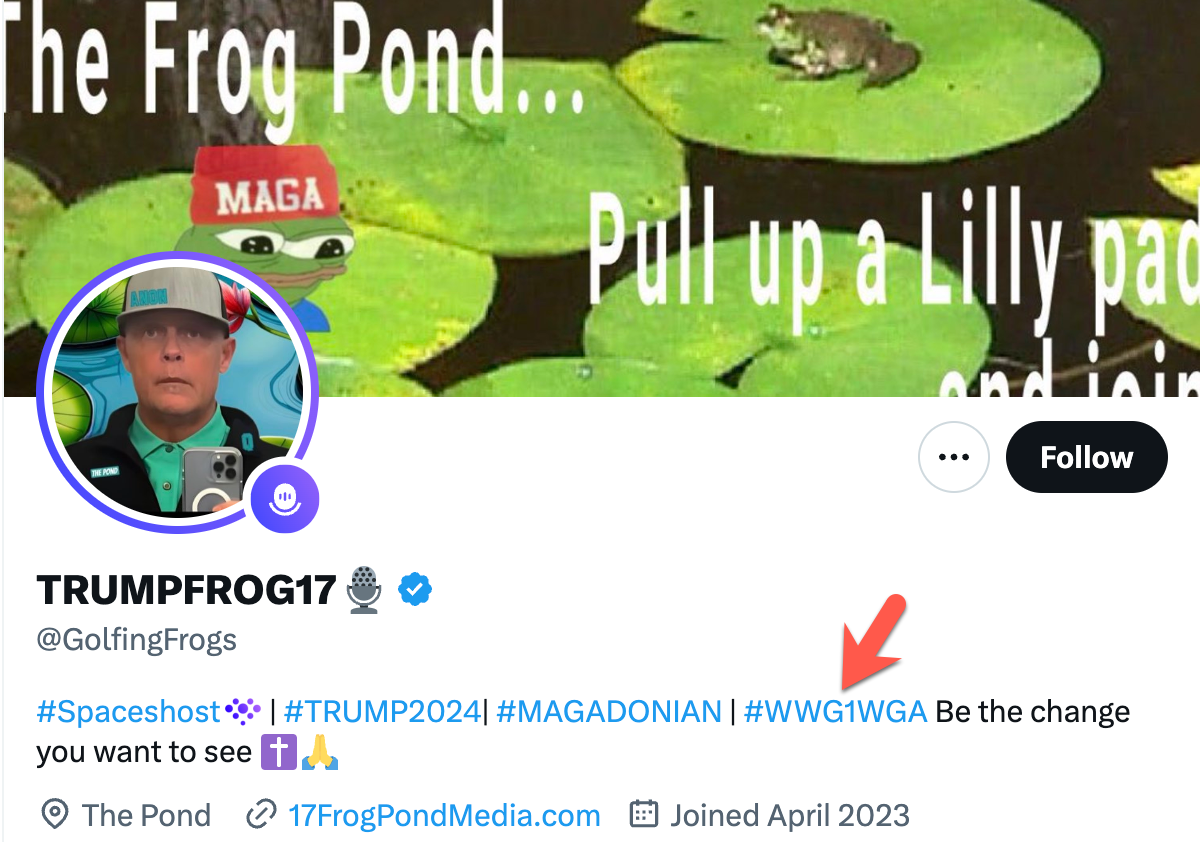 QAnon supporter hosting Rodas Twitter Space