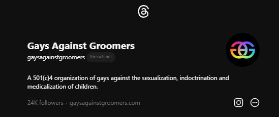 Gays Against Groomers Threads bio