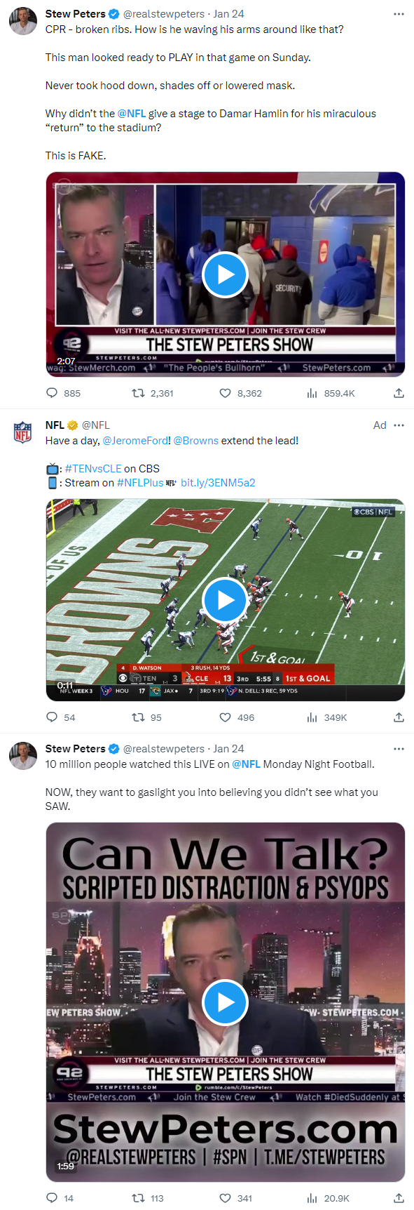 NFL ad on Stew Peters search of NFL with Hamlin posts