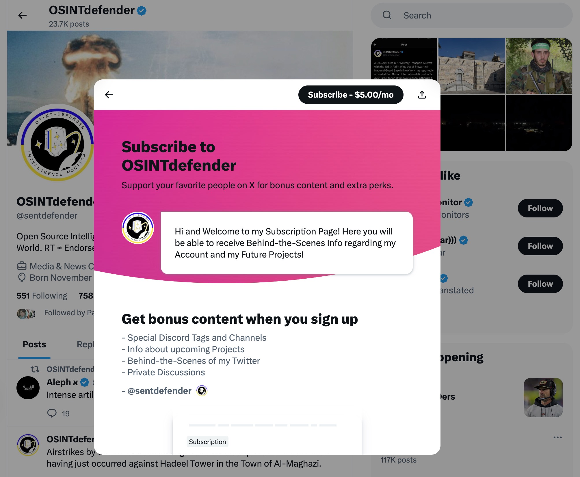 image of twitter subscription