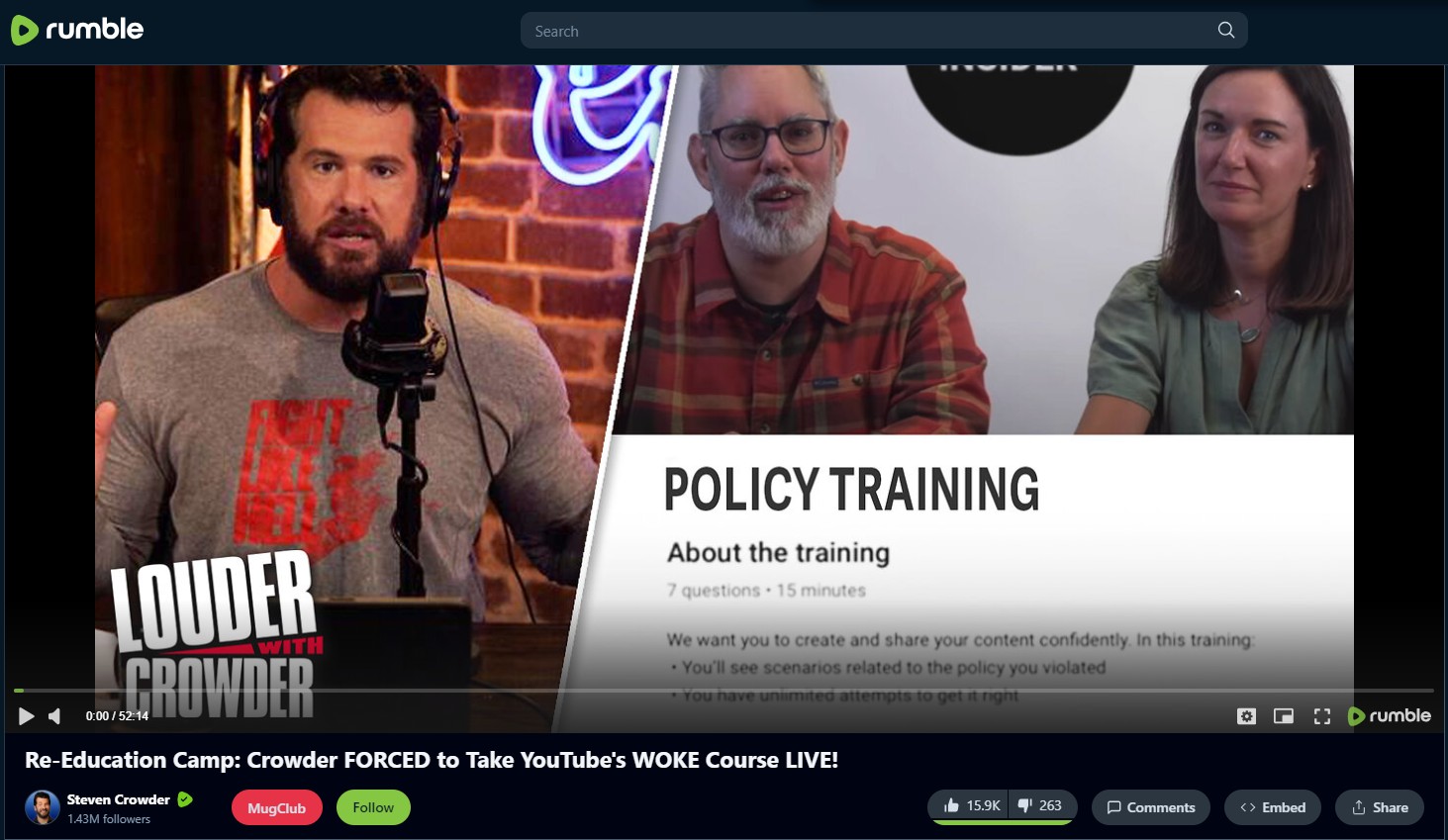 Crowder video about YouTube course