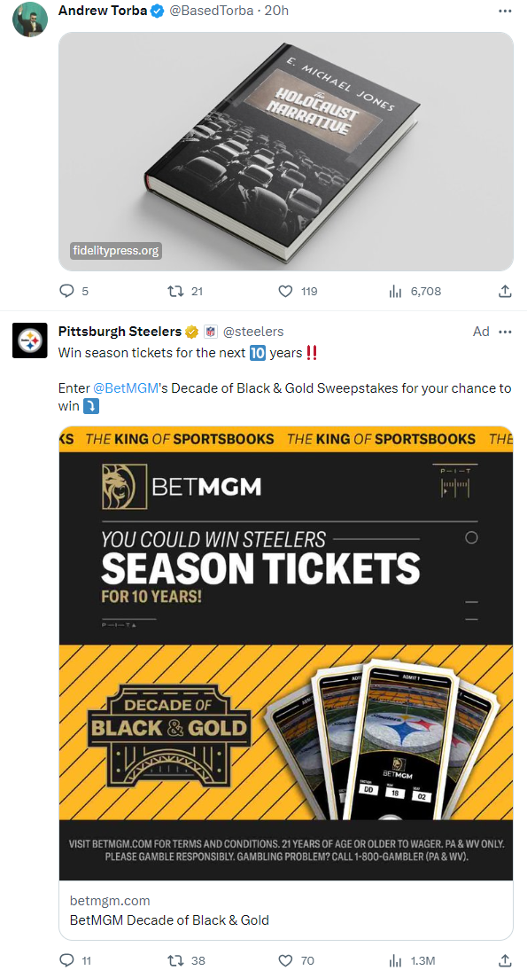 Andrew Torba and the Pittsburgh Steelers / BetMGM