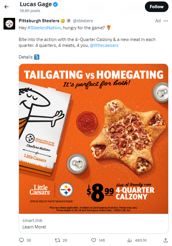 Lucas Gage and Pittsburgh Steelers / Little Caesars