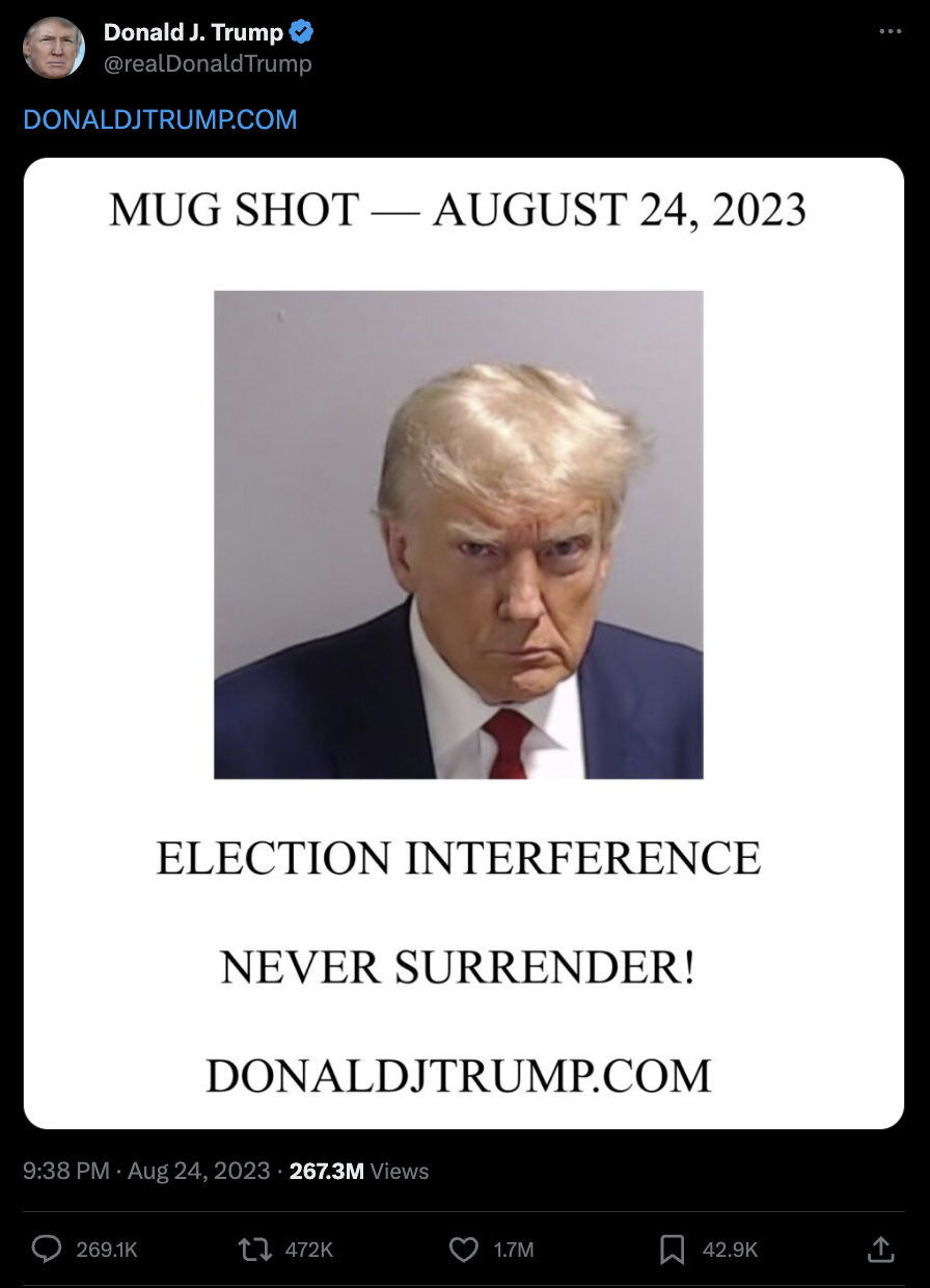 Trump mug shot tweet