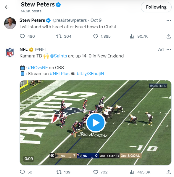 Stew Peters NFL ad