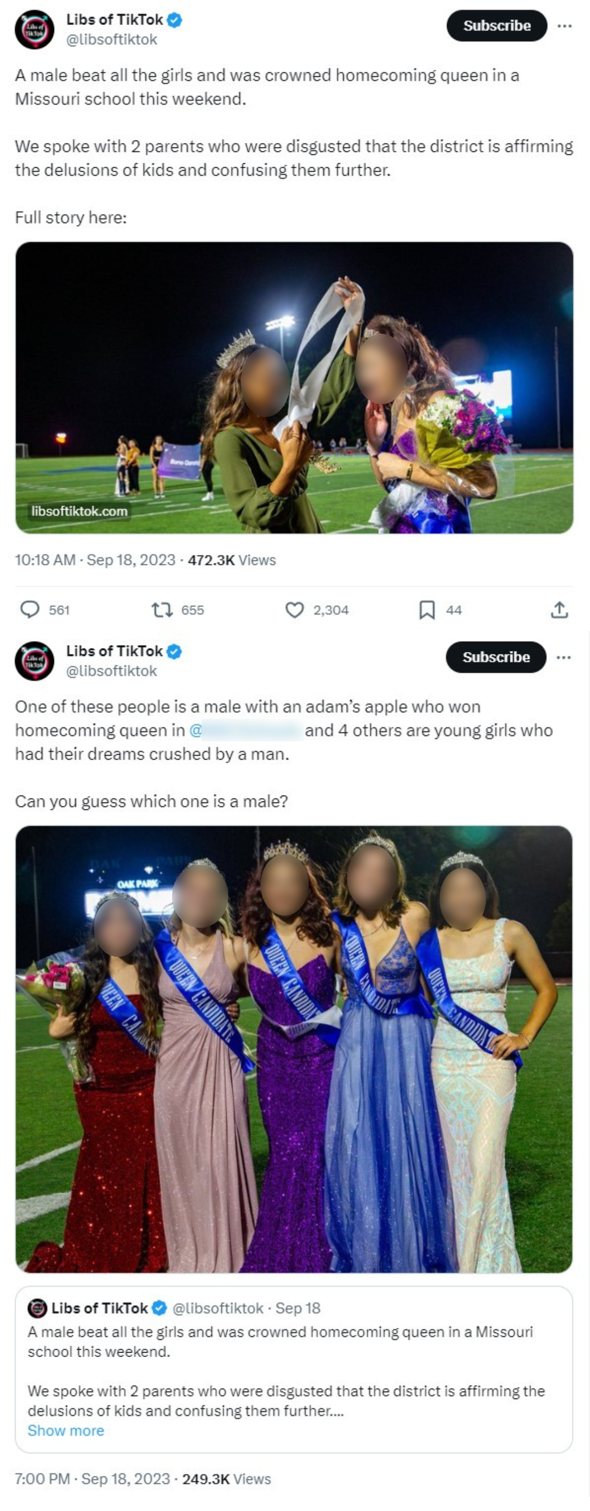 screenshot of tweets