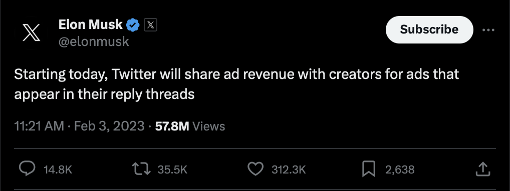 Musk tweet directly paying