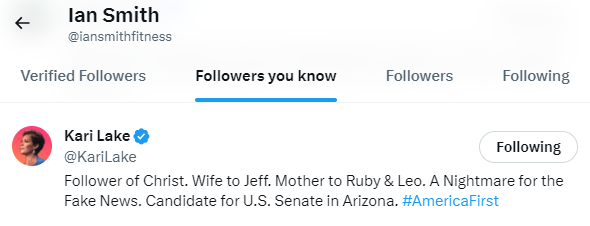 Kari Lake following Ian Smith