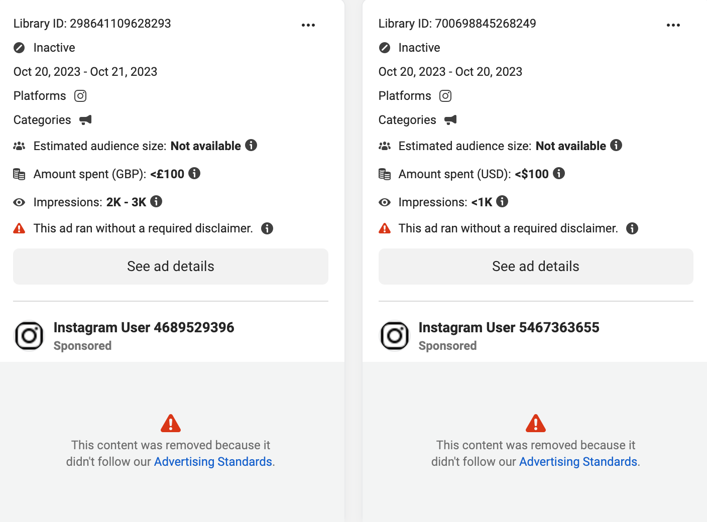 Meta Hamas ads removed
