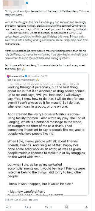 A screenshot of a post from a verified X user