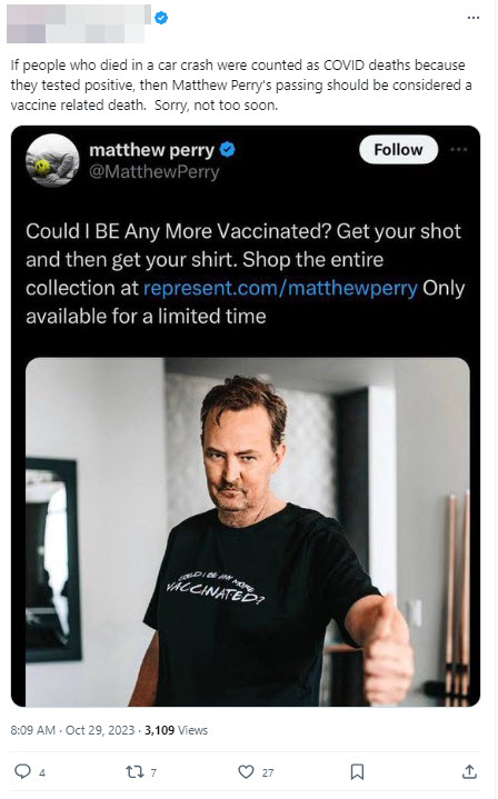 A screenshot of a post from a verified X user