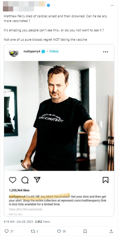 A screenshot of a post from a verified X user