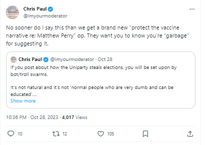 A screenshot of a post from a verified X user