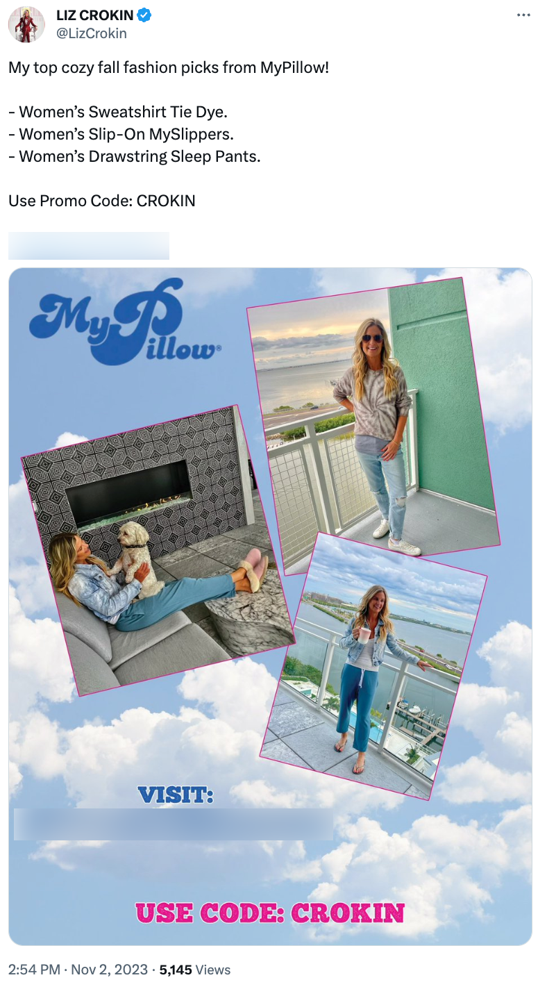 Liz Crokin MyPillow code