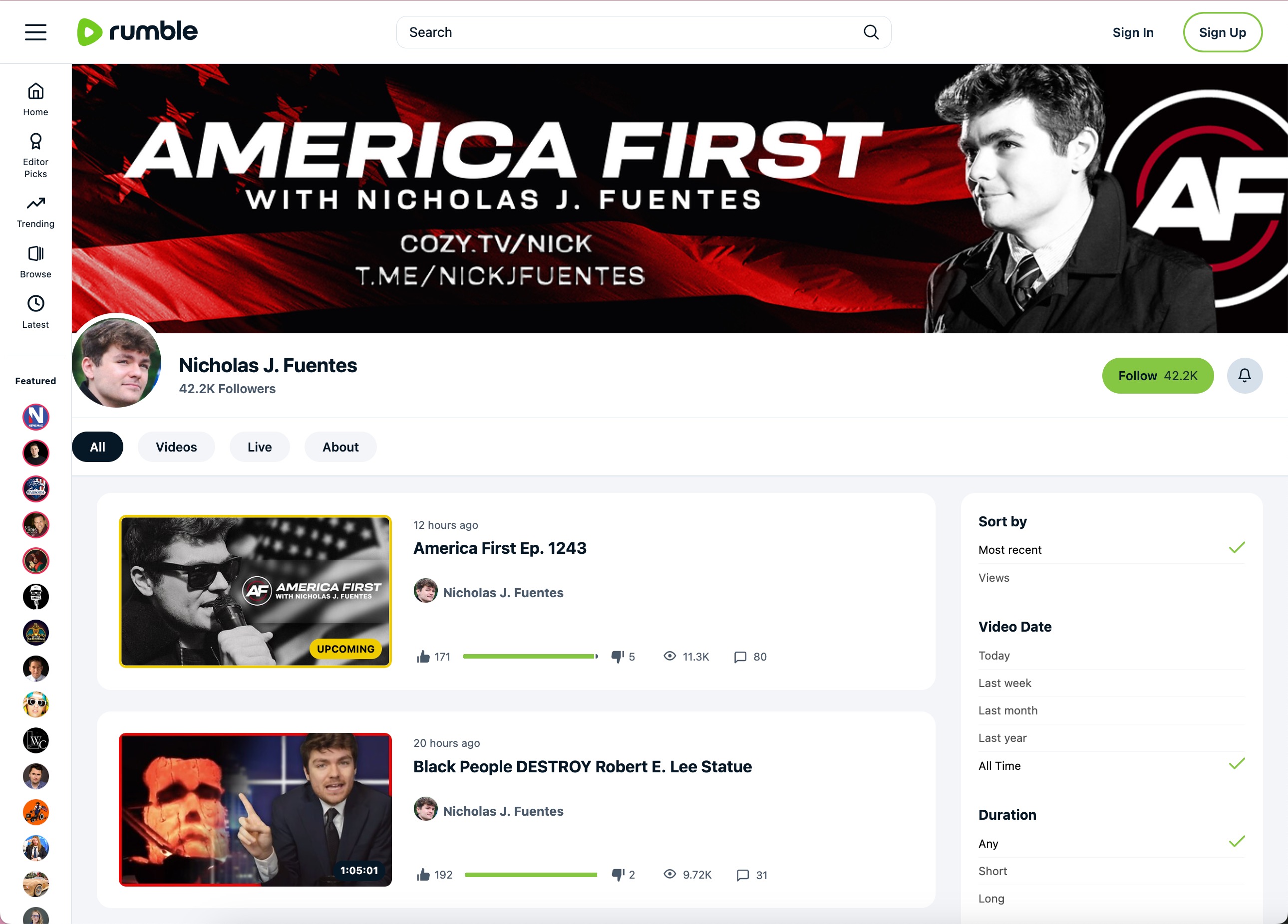 image of rumble channel