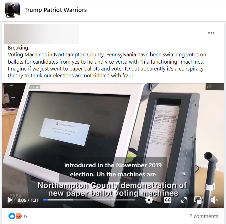 Trump Patriot Warriors PA voting post