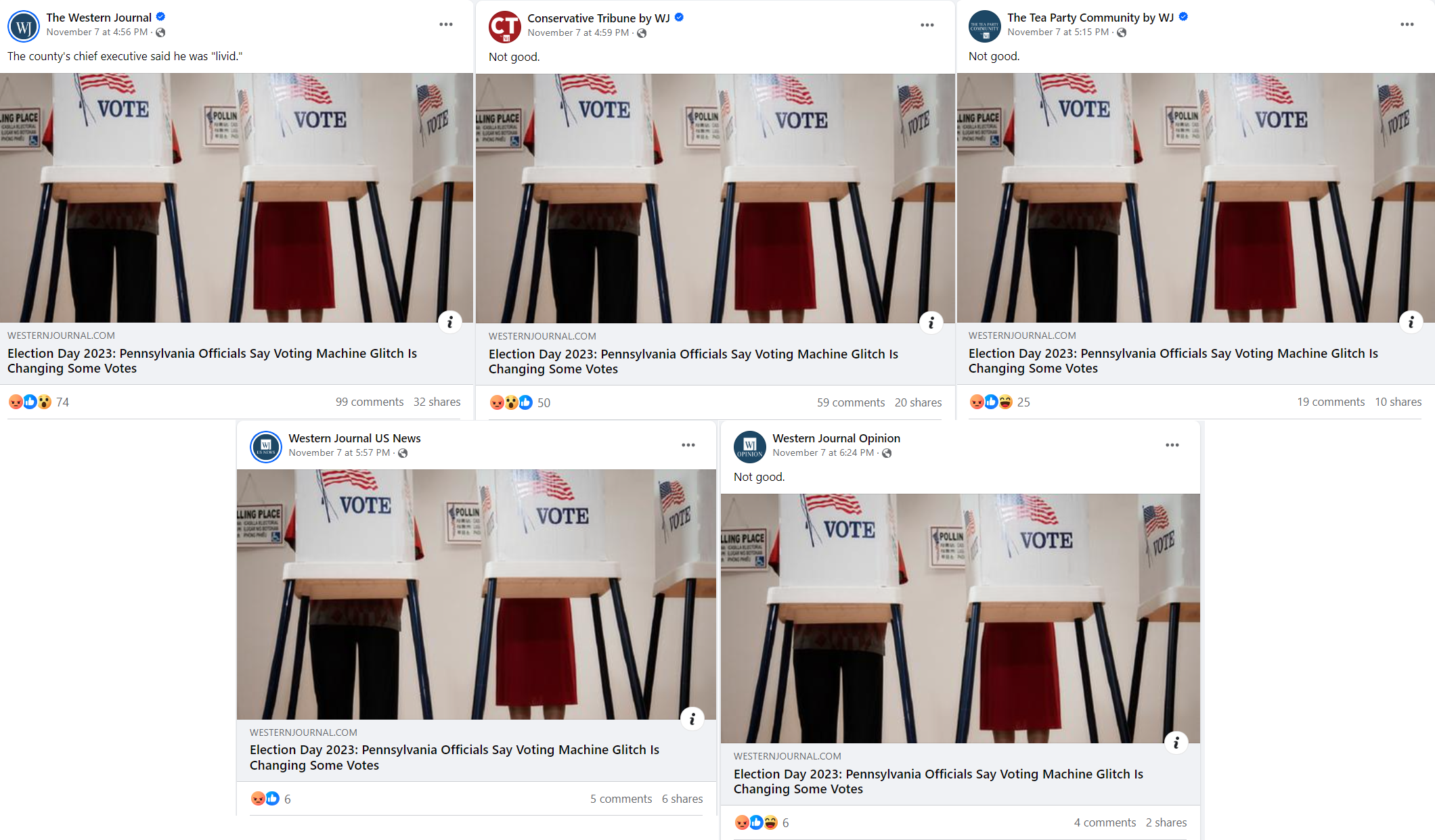 Western Journal PA voting machine collage