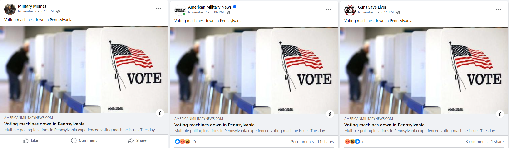 American Military News collage about PA voting machines