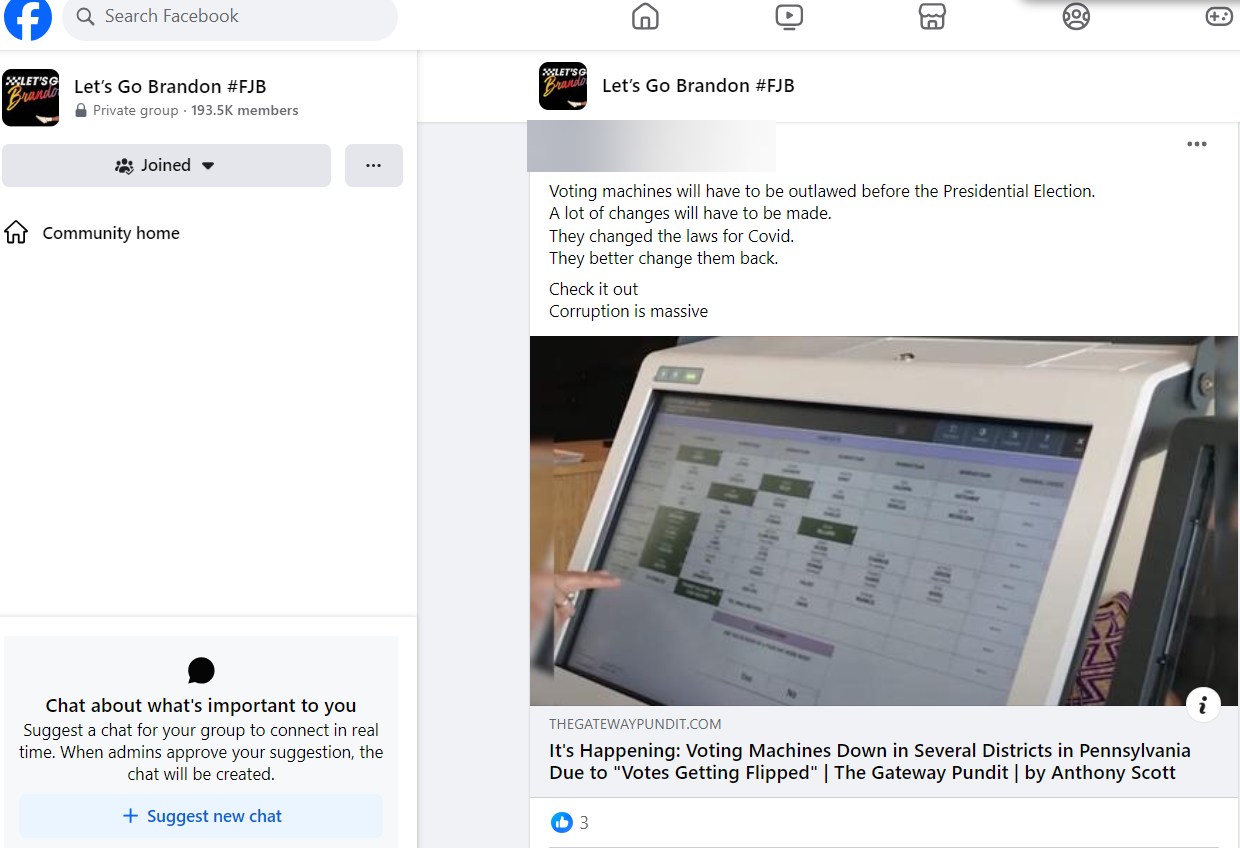 Facebook post about PA calling for machines to be outlawed