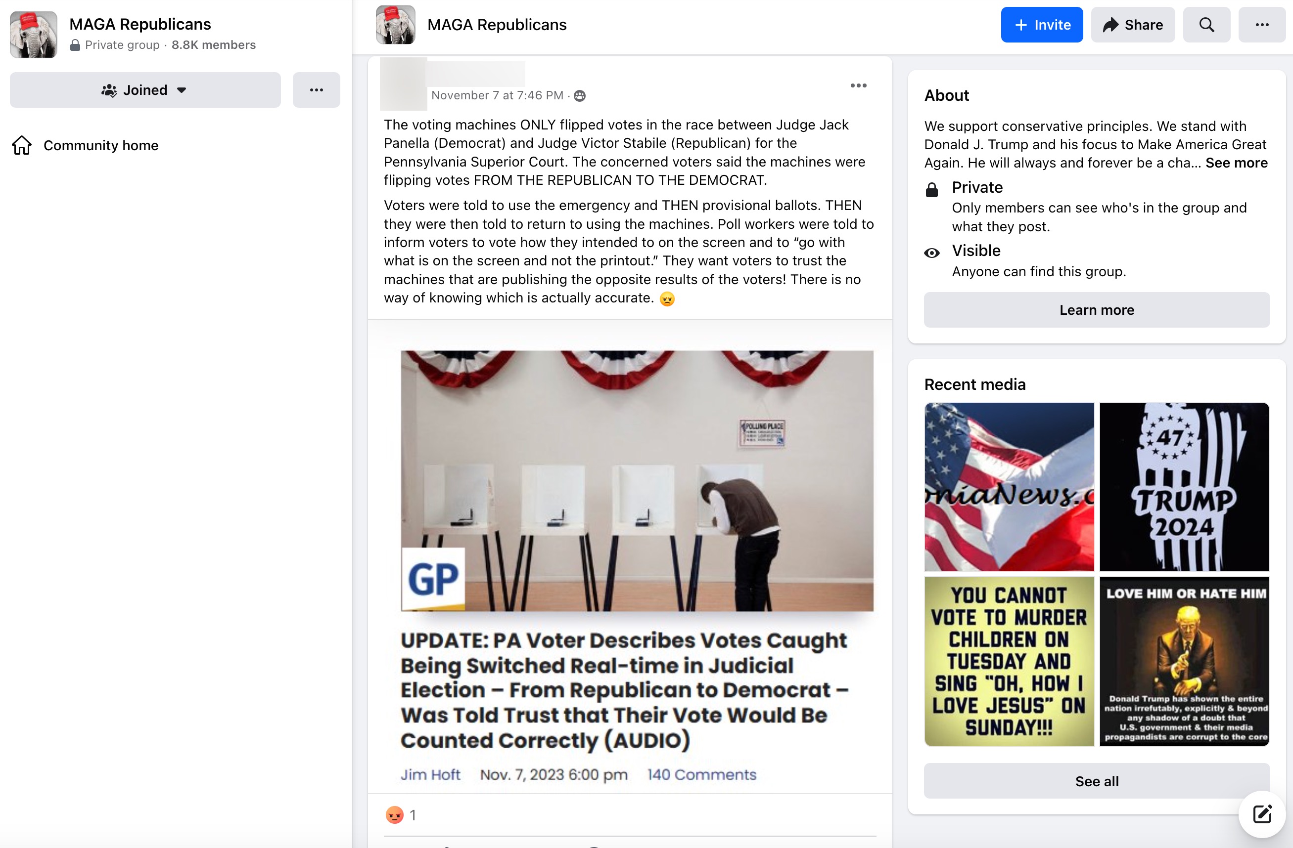 MAGA Republicans PA voting post