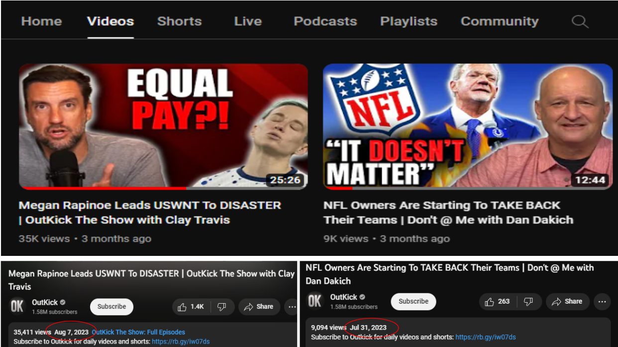OutKick YouTube uploads Clay Travis and Dan Dakich