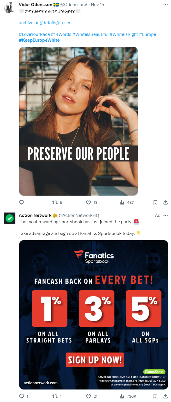 White nationalist hashtag and Action Network 4