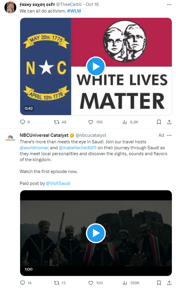 White nationalist hashtag and NBCUniversal Catalyst
