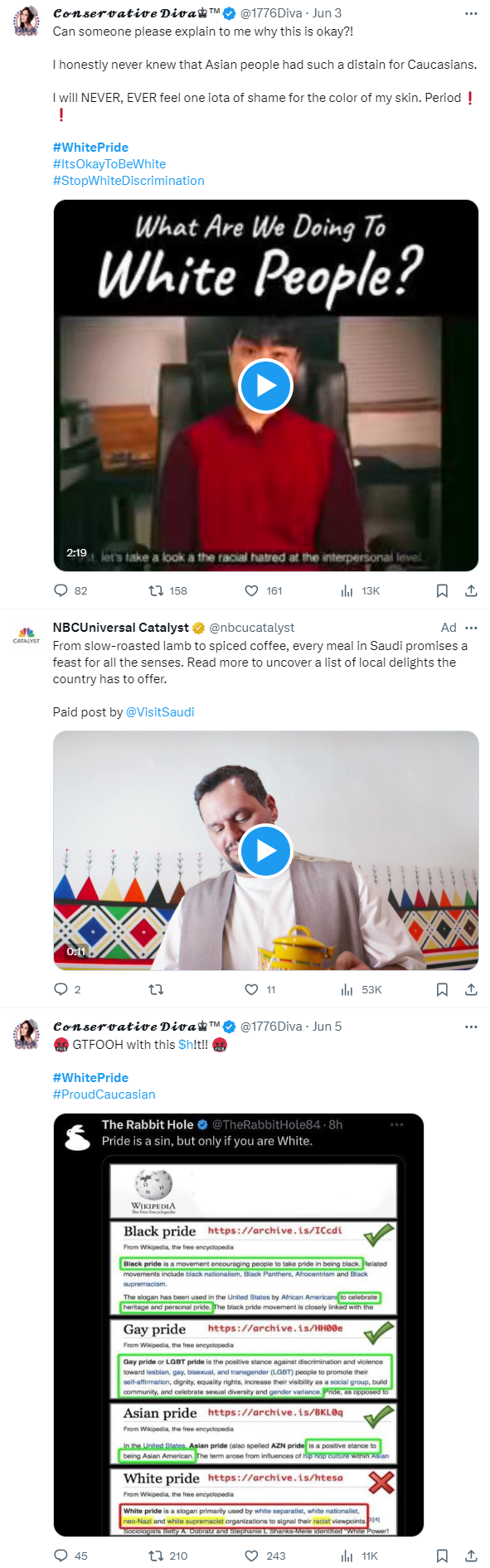 White nationalist hashtag and NBCUniversal Catalyst 3