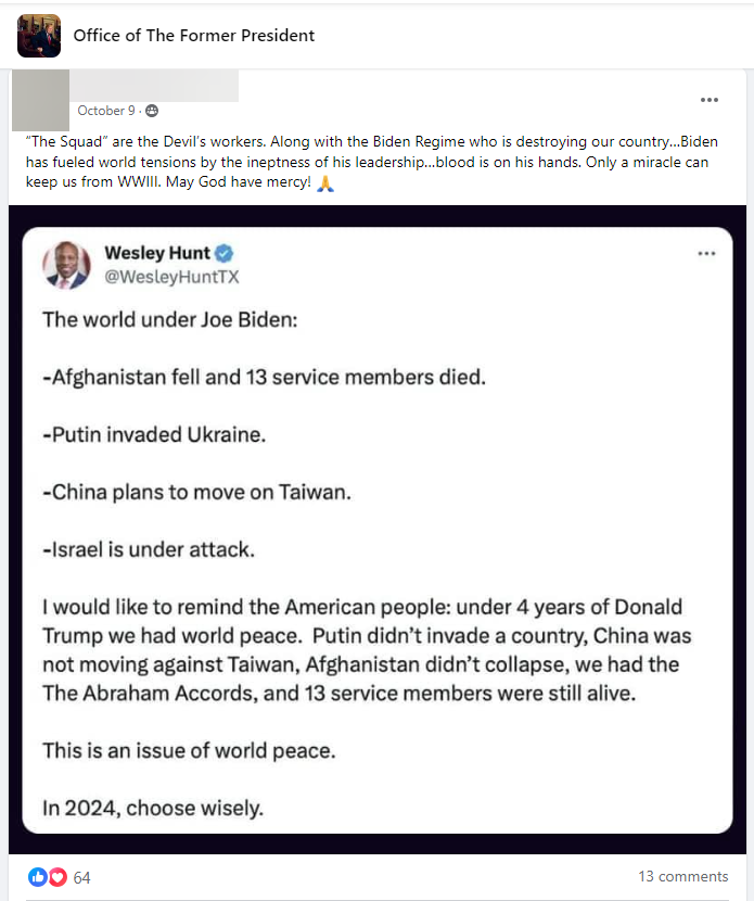 facebook group post warning about WWIII