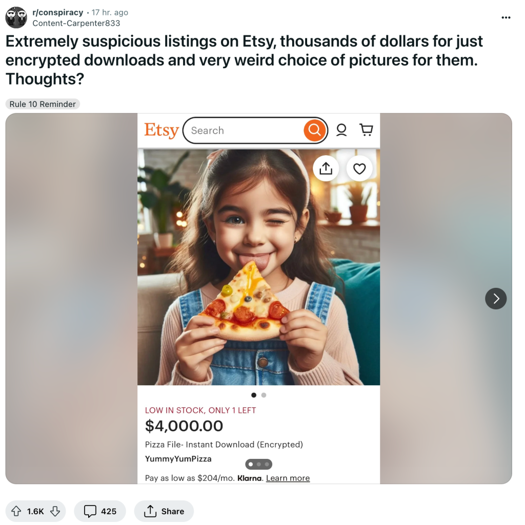 Etsy r/conspiracy post