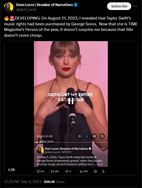 Dom Lucre Taylor Swift tweet 1