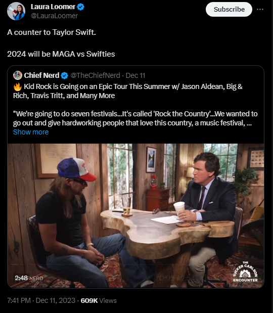 Laura Loomer tweet about Taylor Swift