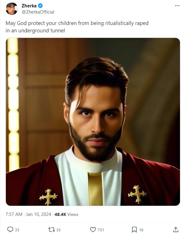 A screenshot of a post from Zherka