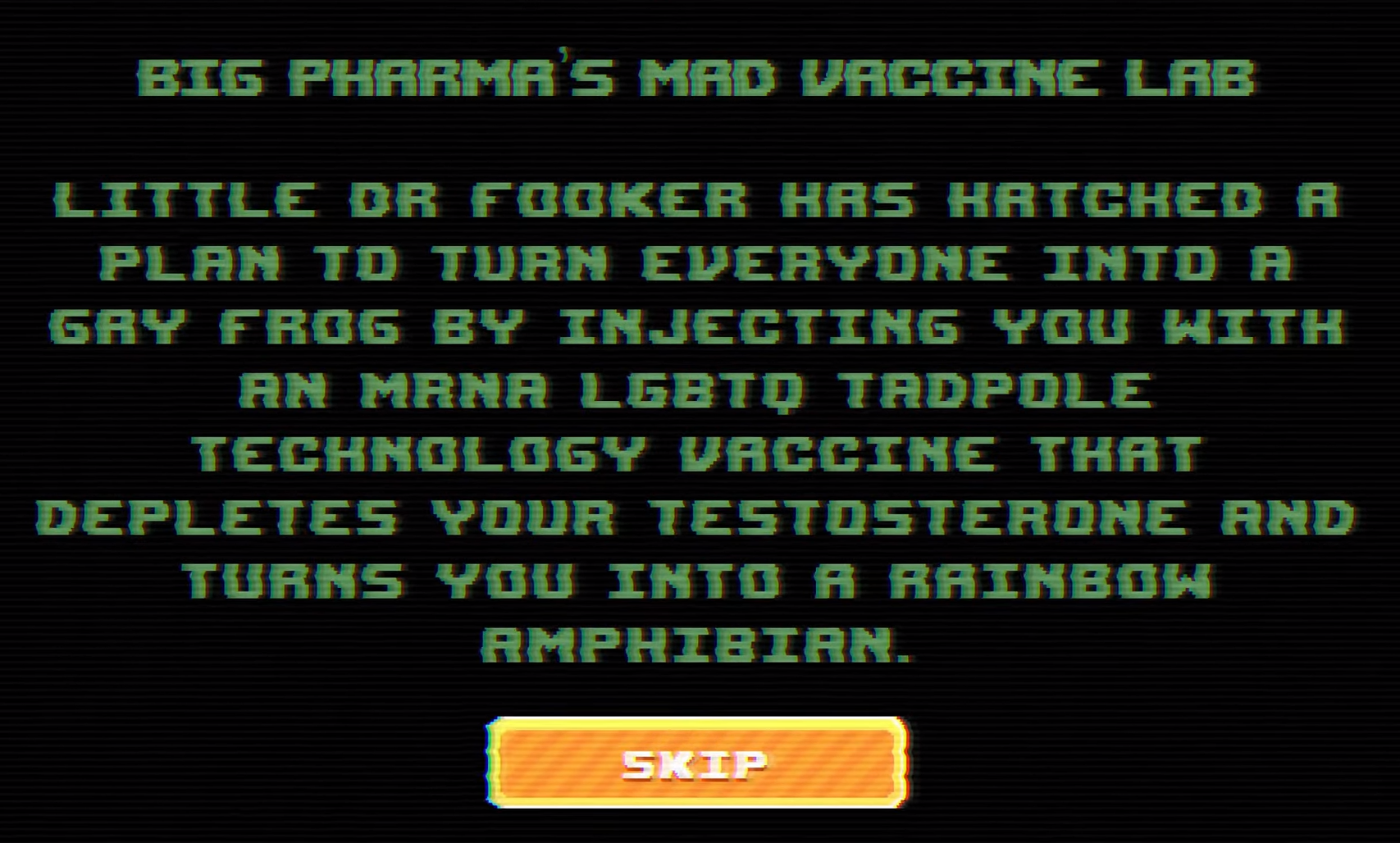 From the Infowars video game Alex Jones: NWO Wars, as streamed on YouTube on November 17, 2023 