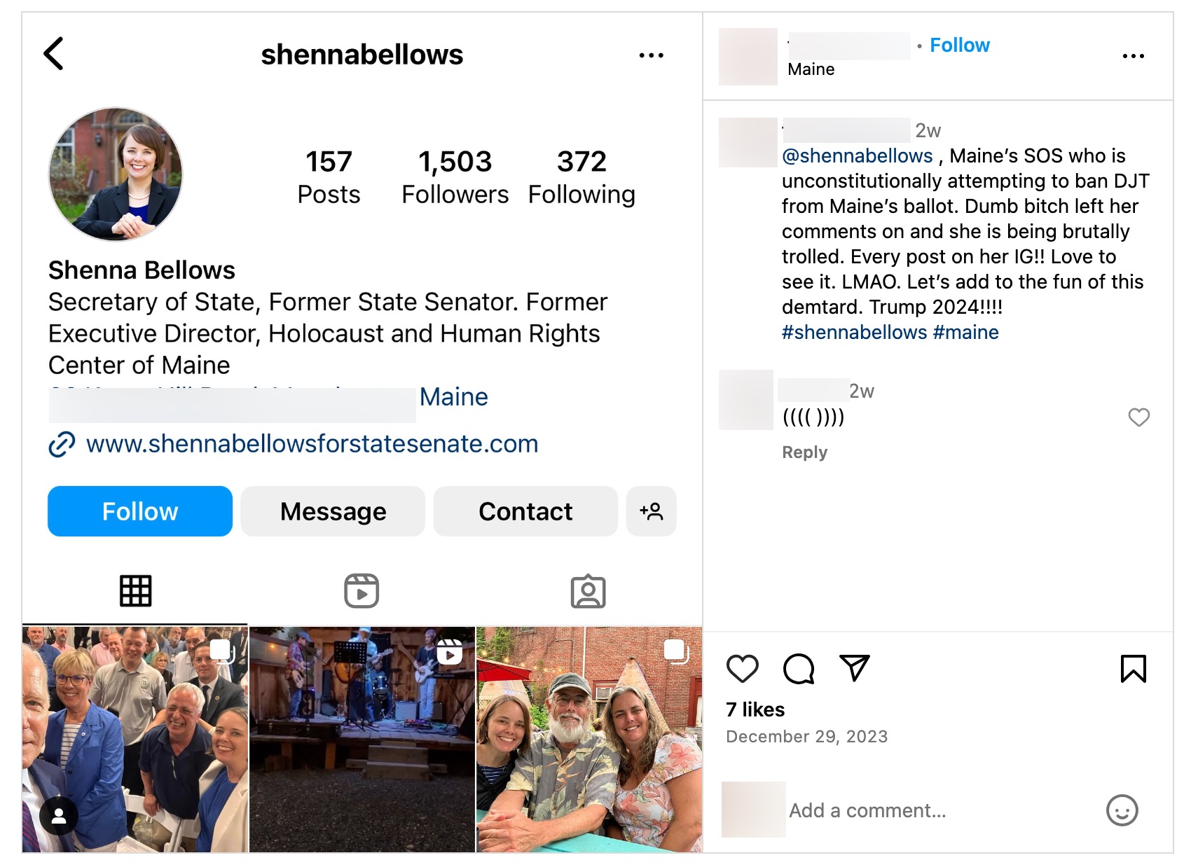Instagram post with Bellows address_20231229