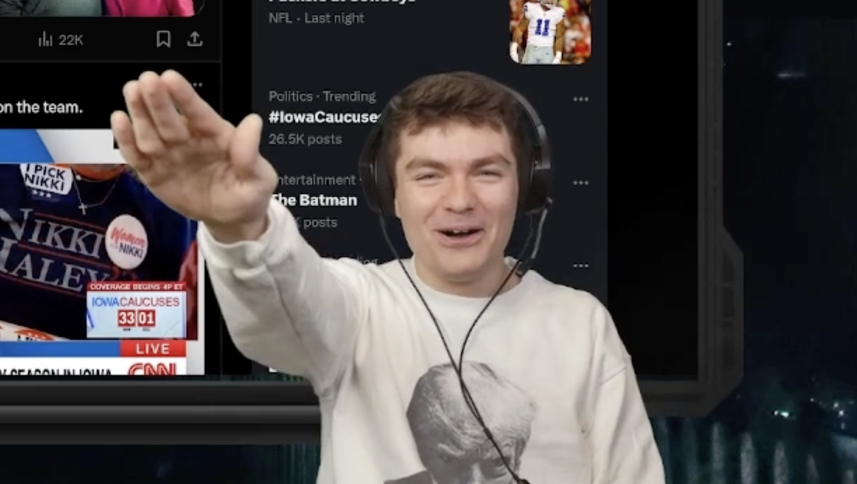 After previously dining with Trump, Nick Fuentes gives Nazi salute and discusses his willingness