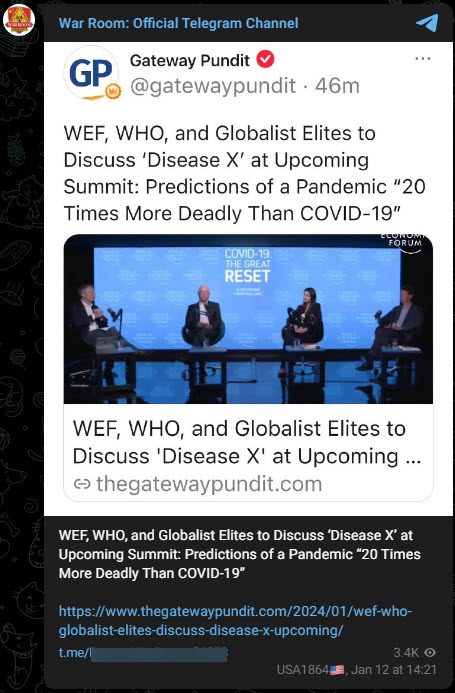 War Room telegram disease x