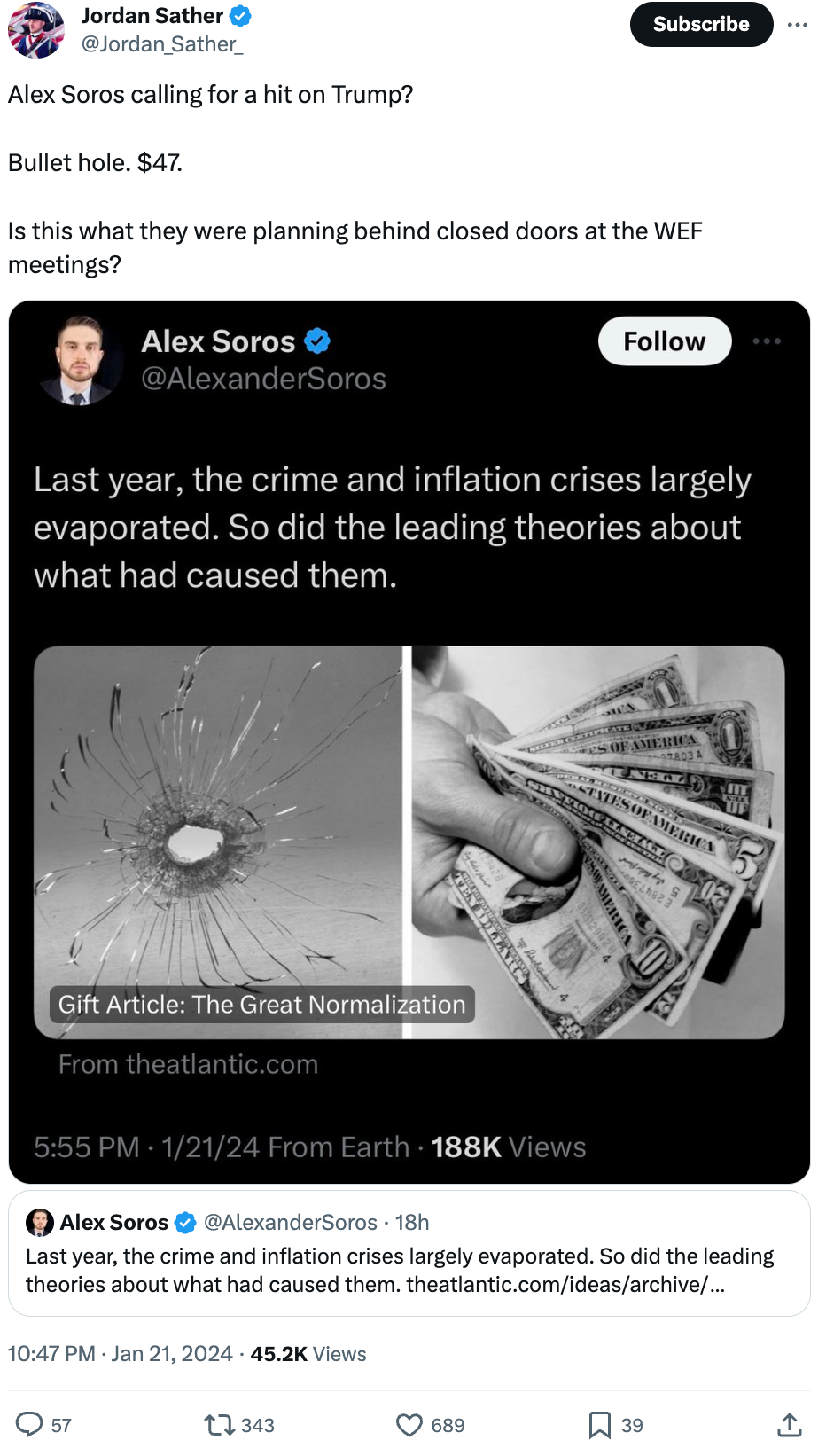 Jordan Sather Soros tweet