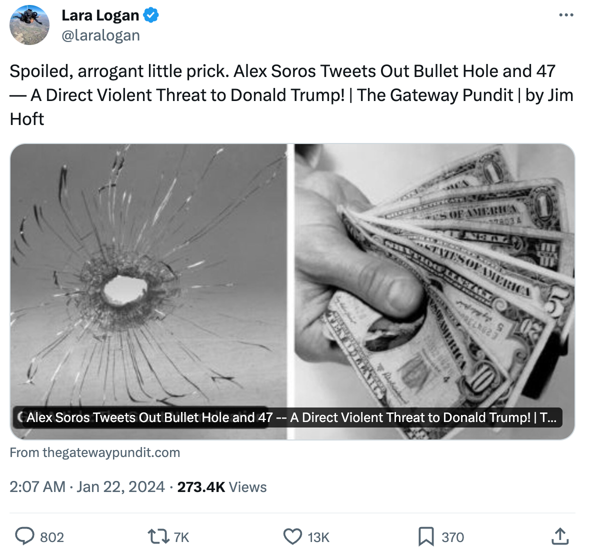 Lara Logan Soros tweet