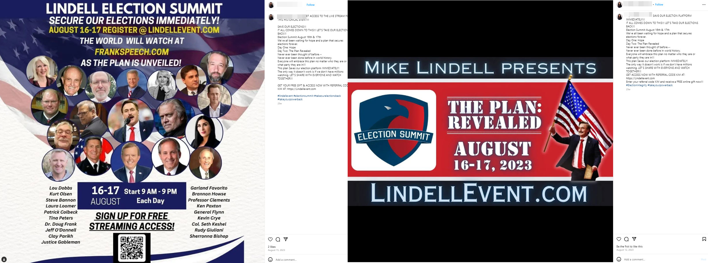 Screenshots of Instagram posts