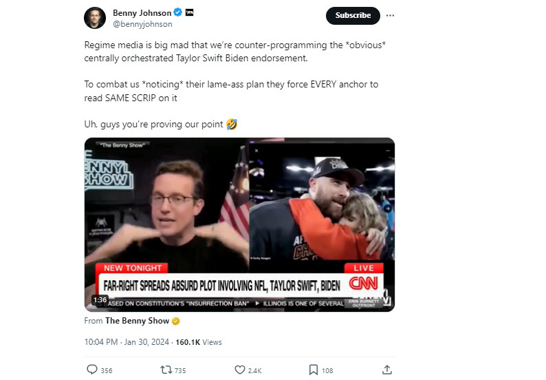 A screenshot of a tweet from  Johnson