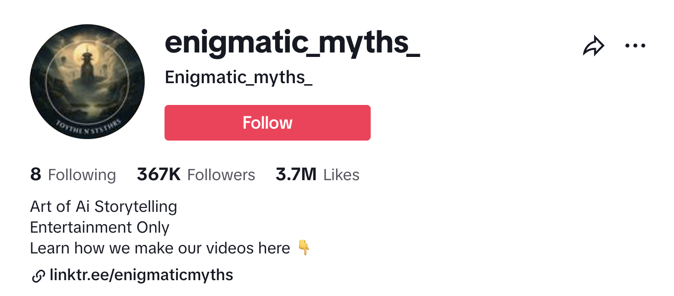 Conspiracy theory account which purports to share "AI storytelling" has 367,000 followers 