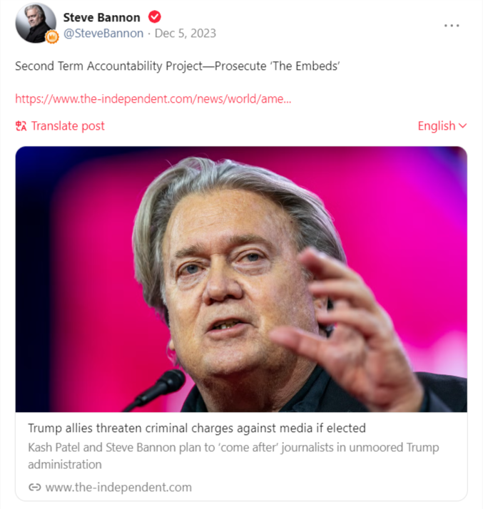 Second Term Accountability Project—Prosecute ‘The Embeds’ 