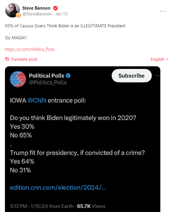 65% of Caucus Goers Think Biden is an ILLEGITIMATE President   Go MAGA!!
