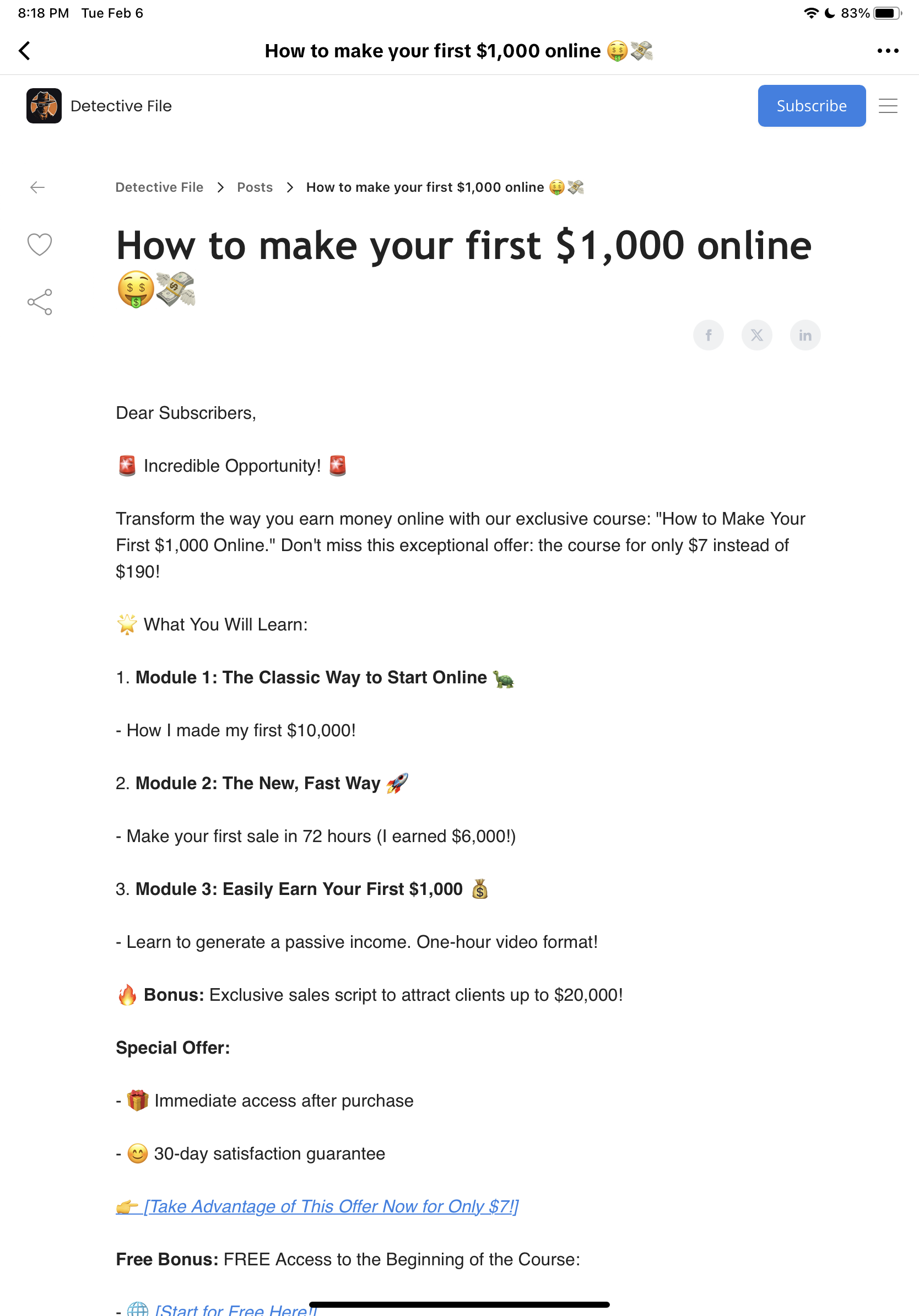 The course for only $7 instead of $190