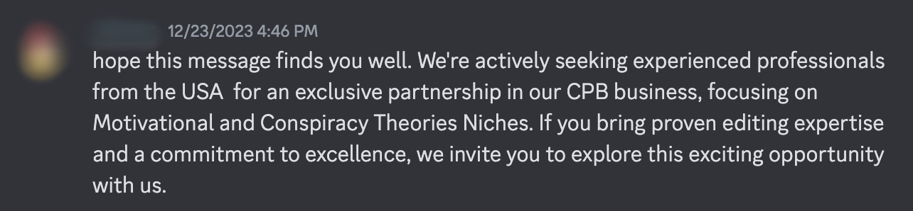 "seeking experienced professionals" for work in the "motivational and conspiracy theory niches" 