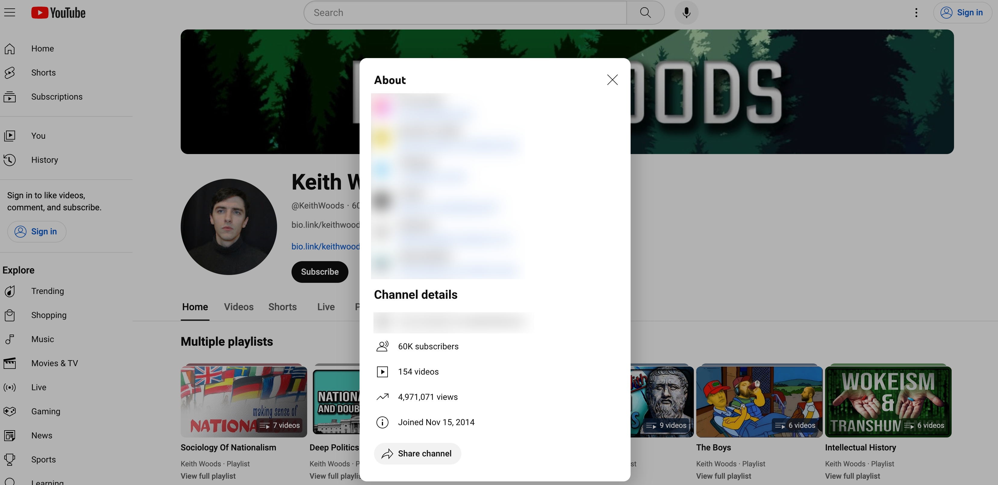 Keith Woods YouTube channel description