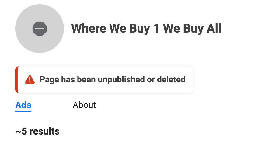 Where We Buy 1 We Buy All account down